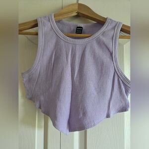 Lavender And Orange Ribbed Crop Tops